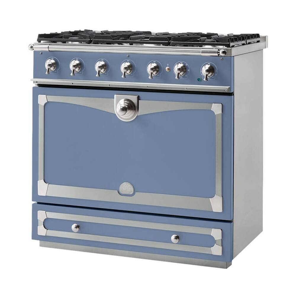 Front. La Cornue - 3.8 Cu. Ft. Freestanding Dual Fuel Convection Range - Blue.