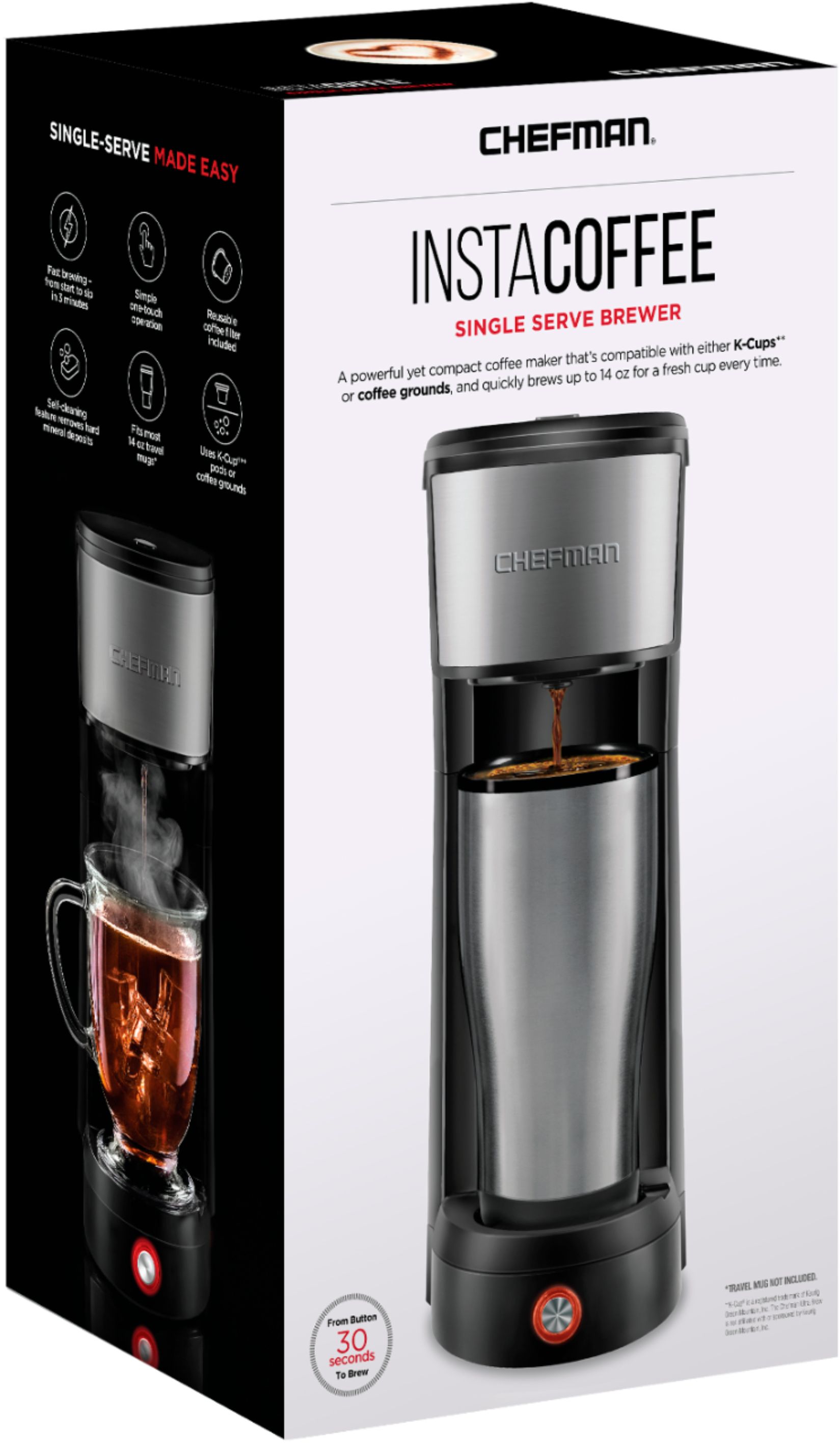 Best Buy: CHEFMAN InstaCoffee Single Serve K-Cup Pod Coffee Maker Stainless  Steel RJ14-UB