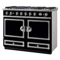 La Cornue - Freestanding Double Oven Dual Fuel Convection Range - Gloss Black With Stainless Steel Trim - Front_Zoom