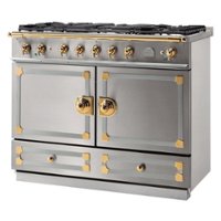 La Cornue - Freestanding Double Oven Dual Fuel Convection Range - Stainless Steel with SS & Polished Brass accents - Front_Zoom