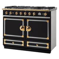 La Cornue - Freestanding Double Oven Dual Fuel Convection Range - Matte Black With Stainless Steel Trim - Front_Zoom