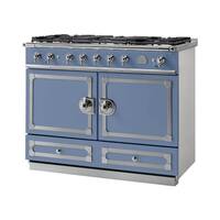 La Cornue - Freestanding Double Oven Dual Fuel Convection Range - Provence Blue With Stainless Steel Trim - Front_Zoom