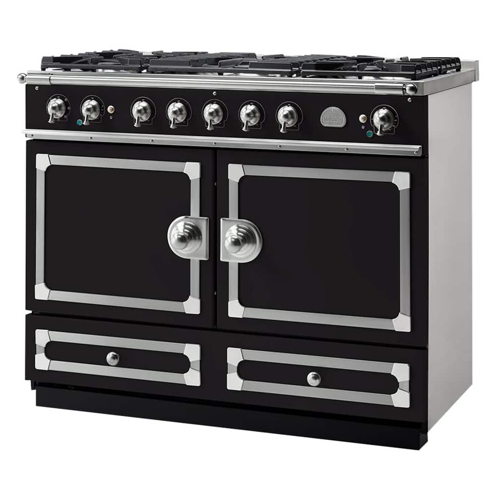 La Cornue - Freestanding Double Oven Dual Fuel Convection Range - Matte Black With Stainless Steel Trim - Front_Zoom
