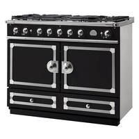 La Cornue - Freestanding Double Oven Dual Fuel Convection Range - Matte Black With Stainless Steel Trim - Front_Zoom