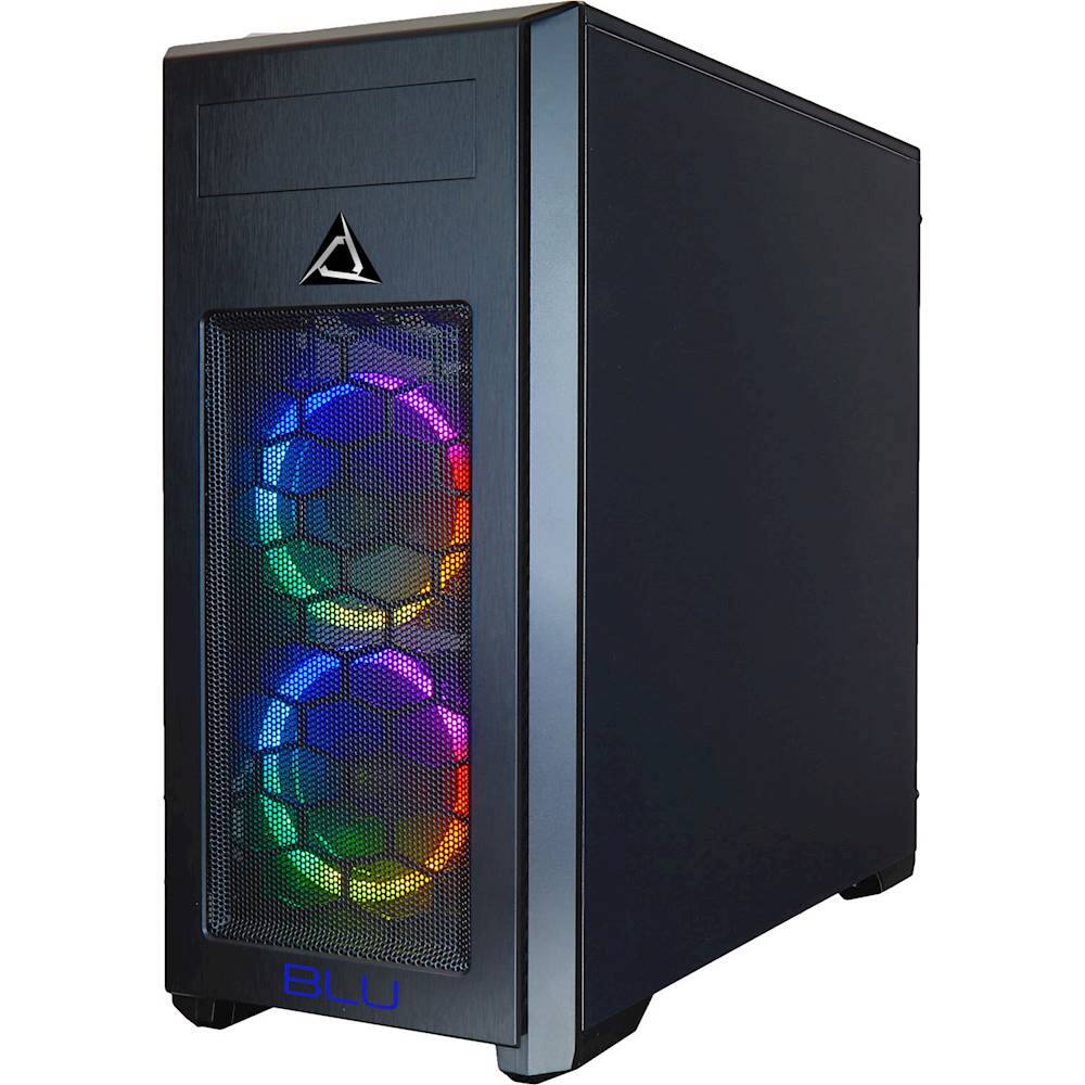 Left View: CybertronPC - BLU-Print Desktop - Intel Core i9-9900X - 64GB Memory - 1TB Solid State Drive + 4 x 1TB Solid State Drives - Black/RGB