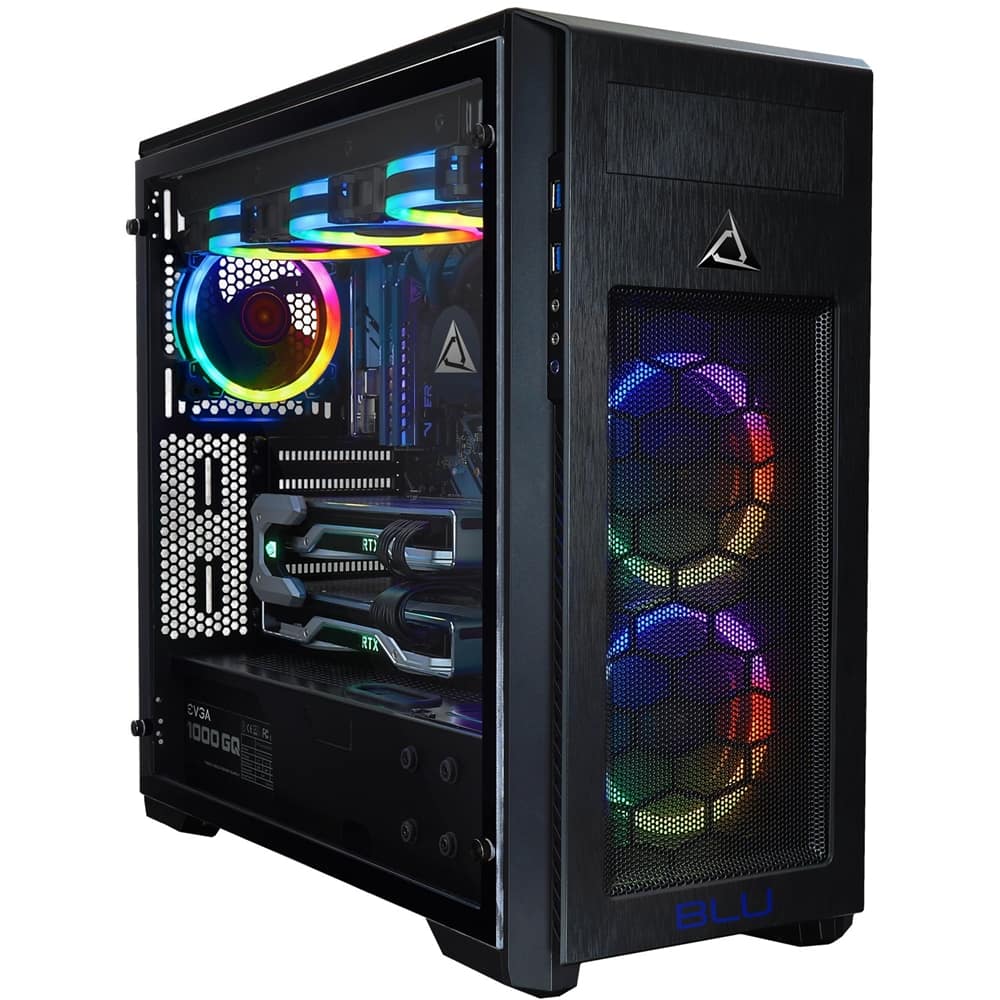 Front. CybertronPC - BLU-Print Desktop - Intel Core i9-9900X - 128GB Memory - 6TB Hard Drive + 960GB Solid State Drive - Black/RGB.