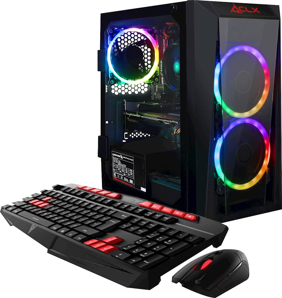 Angle View: CLX - SET Gaming Desktop - AMD Ryzen 9 3900X - 32GB Memory - NVIDIA GeForce RTX 2080 - 3TB Hard Drive + 480GB SSD - Black/Red