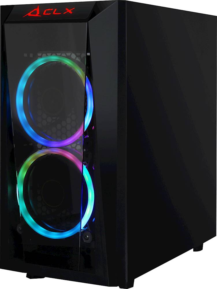Left View: CLX - SET Gaming Desktop - AMD Ryzen 9 3900X - 32GB Memory - NVIDIA GeForce RTX 2080 - 3TB Hard Drive + 480GB SSD - Black/Red