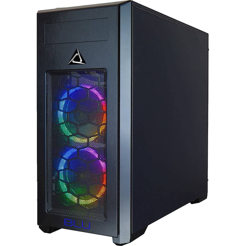 Left View: CybertronPC - BLU-Print Desktop - Intel Core i9-9900X - 64GB Memory - 6TB Hard Drive + 960GB Solid State Drive - Black/RGB