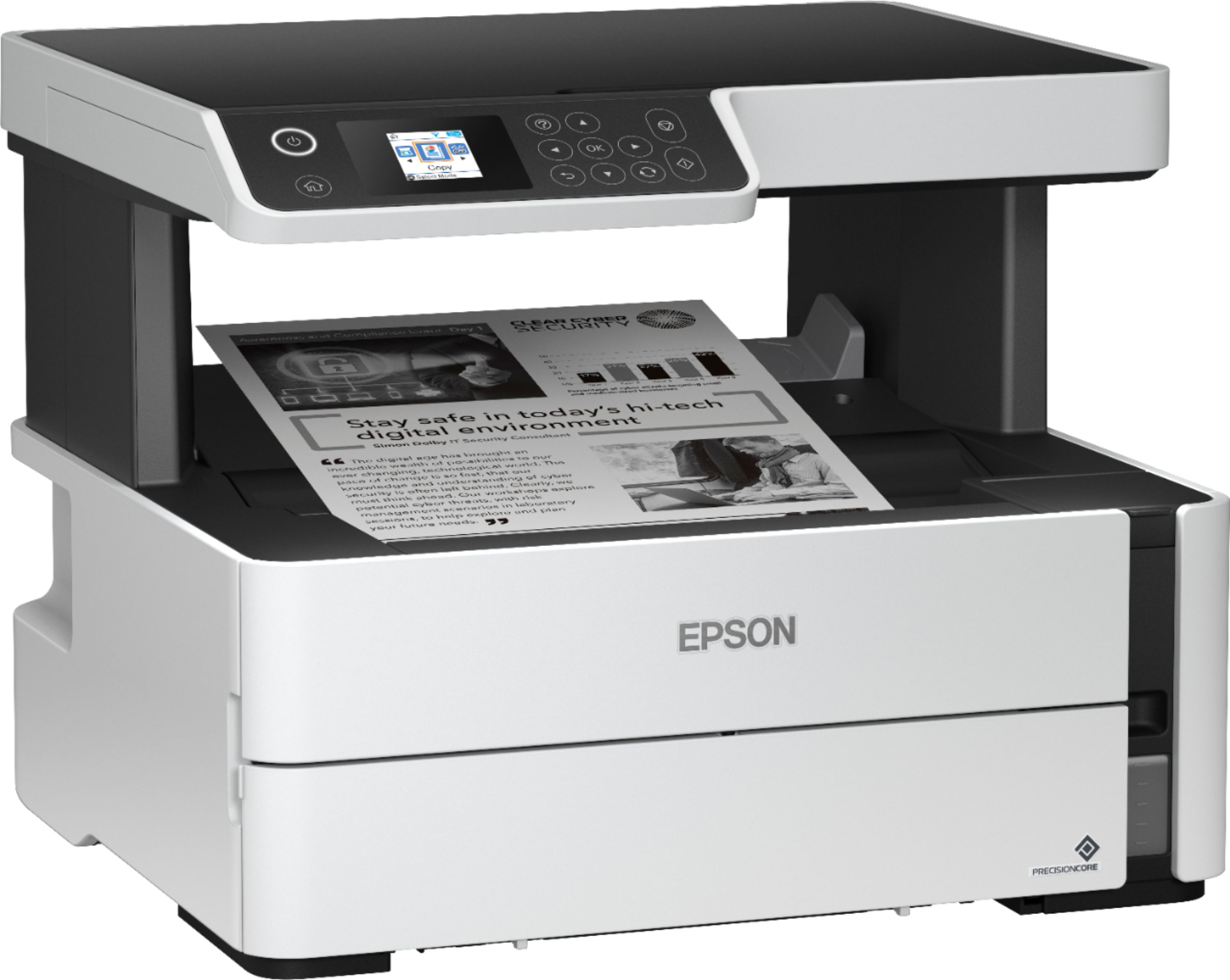 Angle View: Epson - EcoTank ET-M2170 Wireless Monochrome All-in-One SuperTank Printer - White