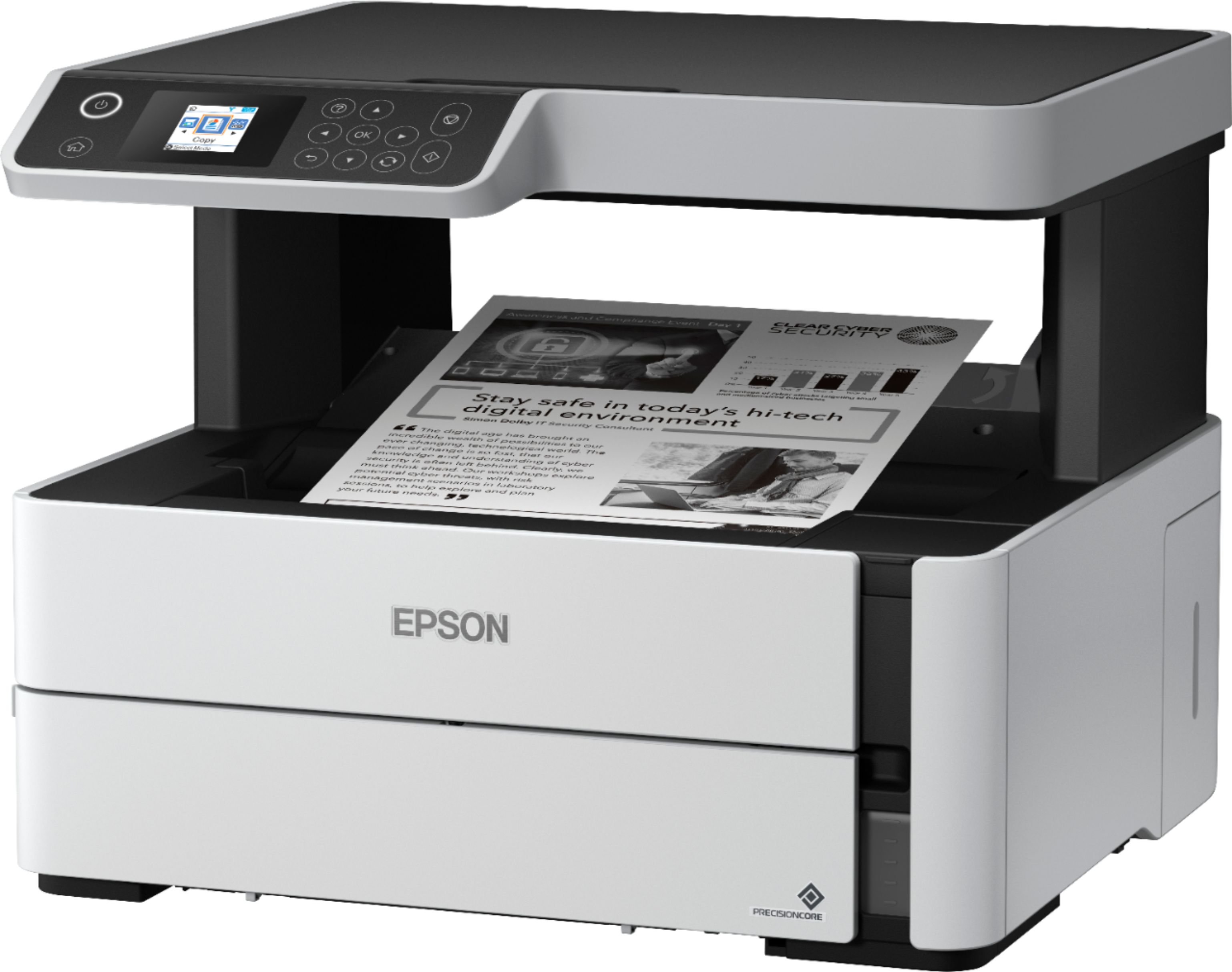 Left View: Epson - EcoTank ET-M2170 Wireless Monochrome All-in-One SuperTank Printer - White