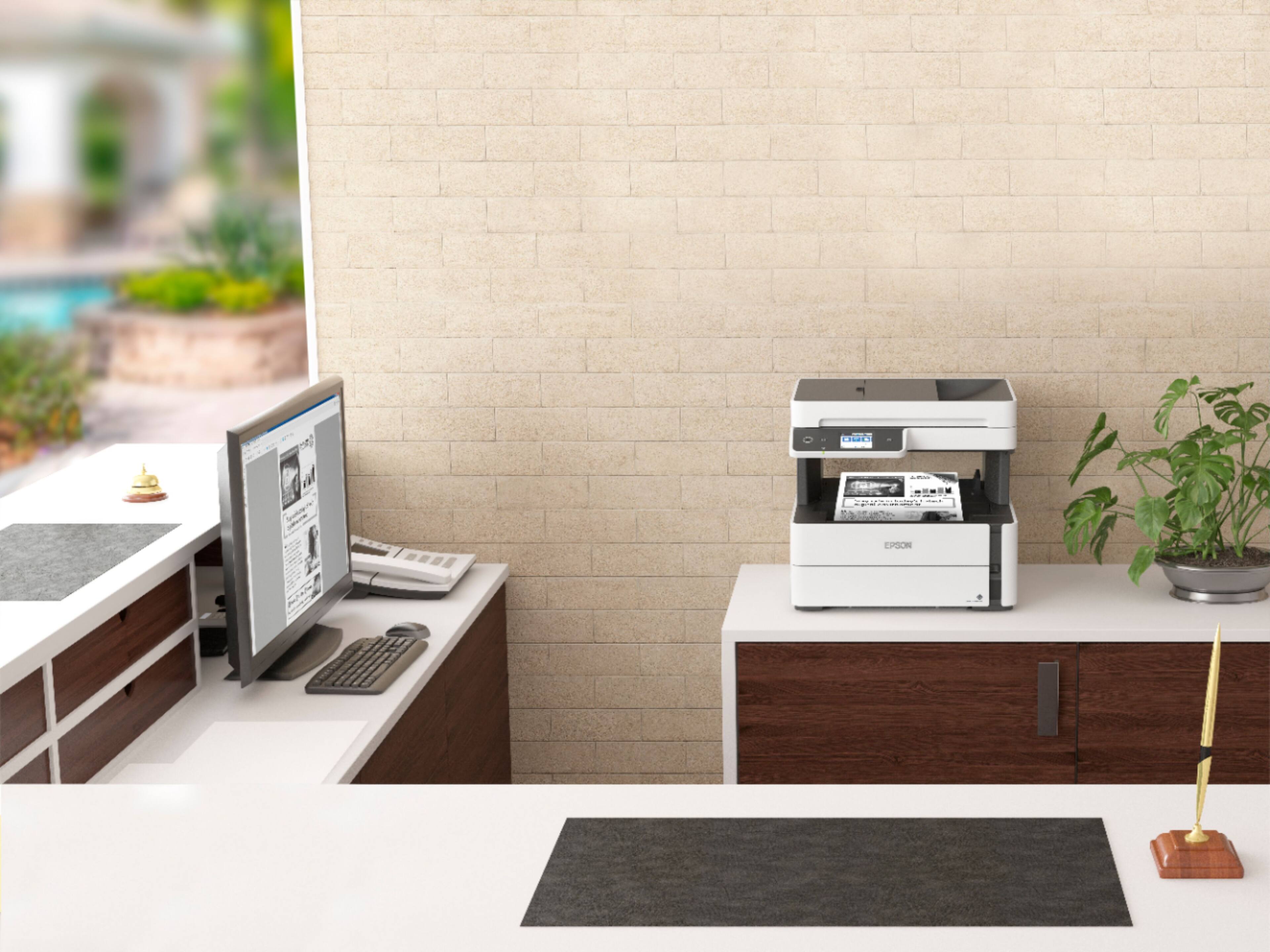 Alt View 16. Epson - EcoTank ET-M3170 Wireless Monochrome All-in-One Supertank Printer - White.