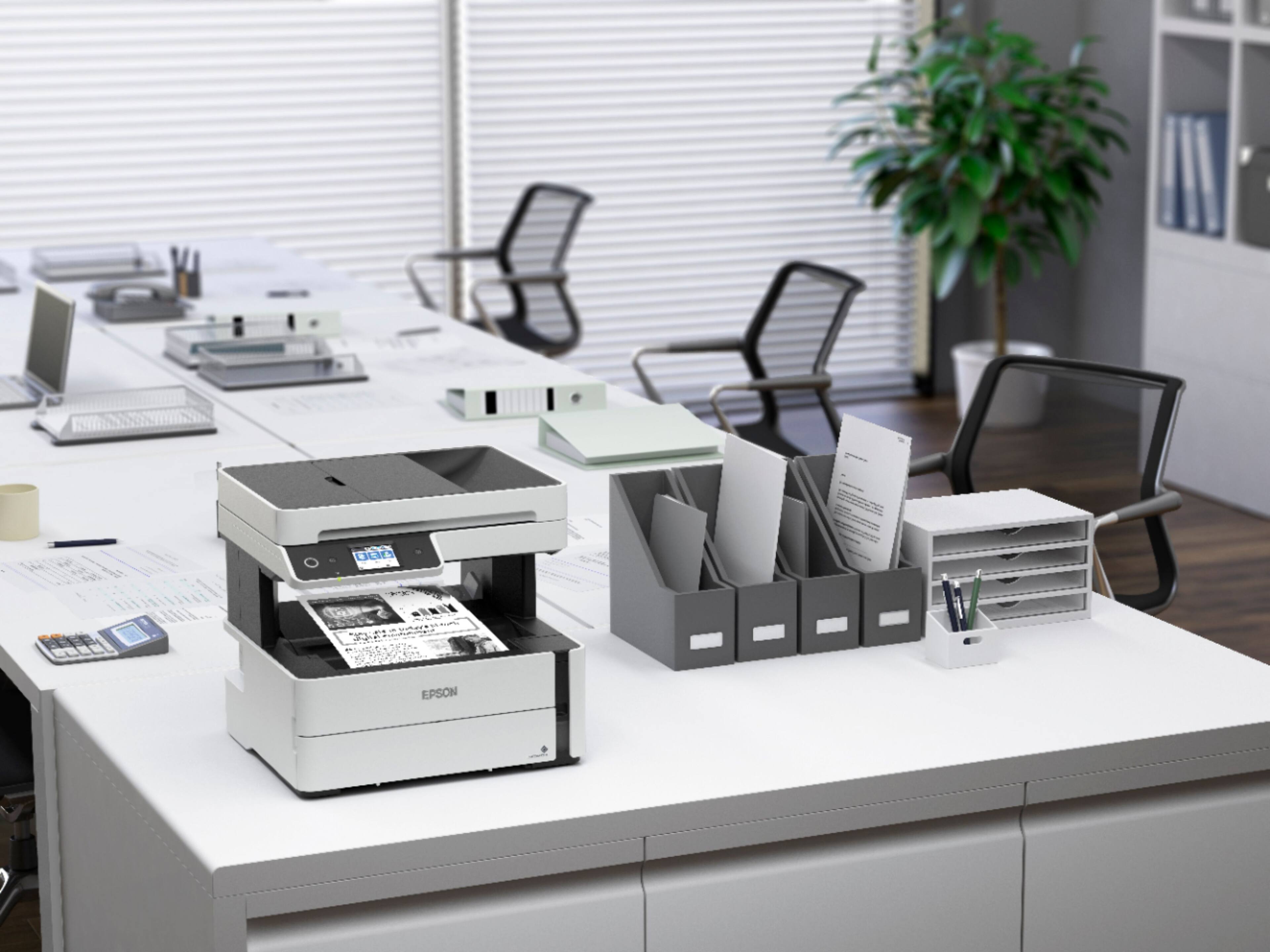 Alt View 17. Epson - EcoTank ET-M3170 Wireless Monochrome All-in-One Supertank Printer - White.