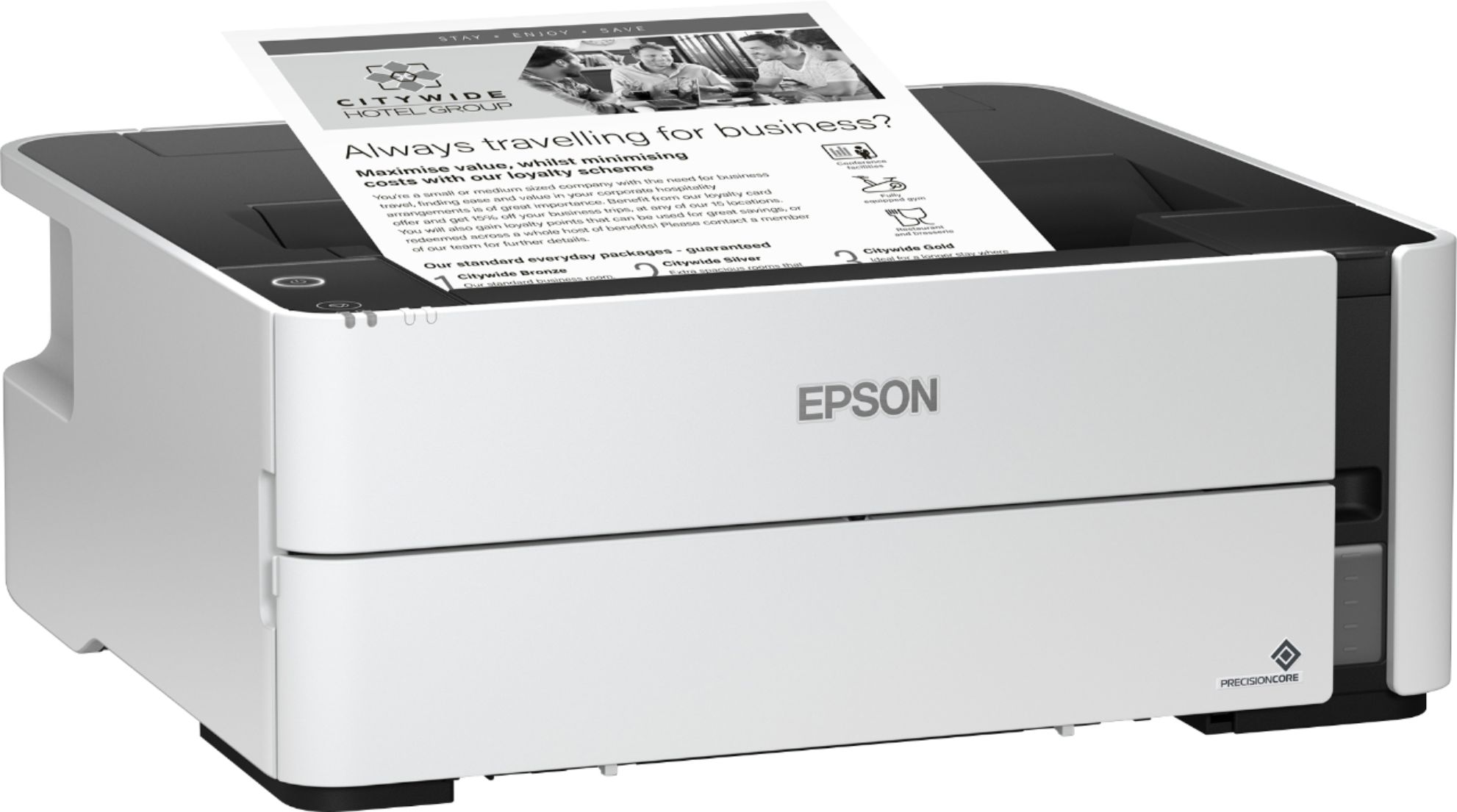 Angle View: Epson - EcoTank ET-M1170 Wireless Monochrome SuperTank Printer - White