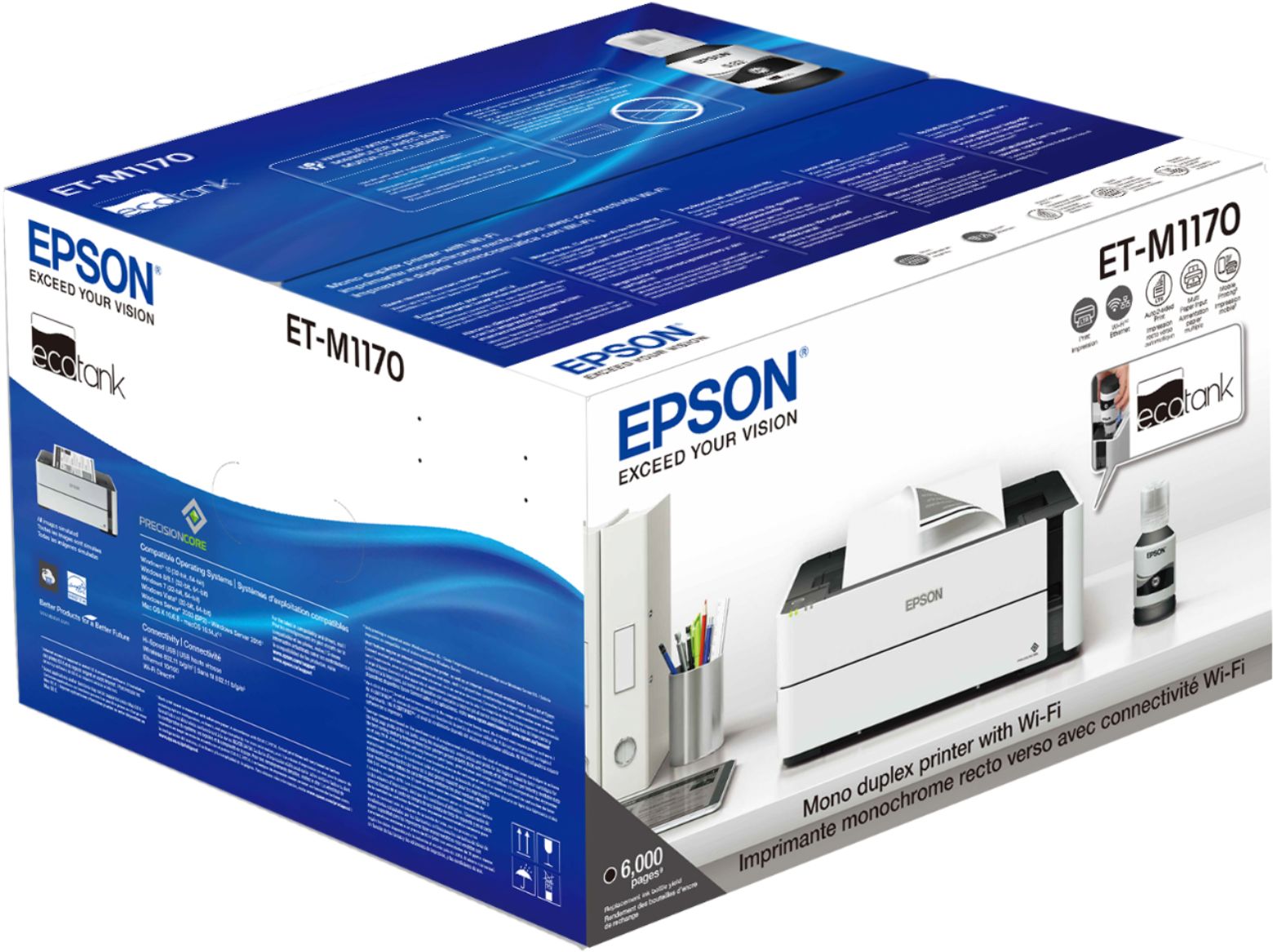 USB 2.0 39 ppm Duplex Epson EcoTank M1170 – Integrierter Tintenstrahldrucker – 1200 x 2400 DPI A4 