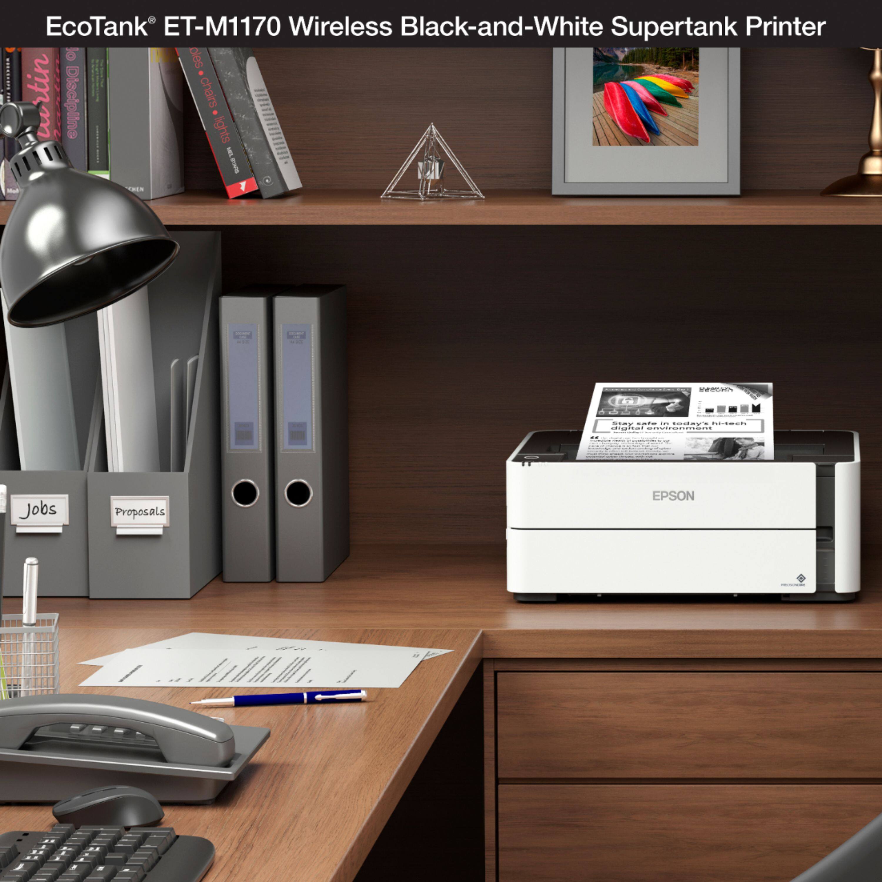 Alt View 18. Epson - EcoTank ET-M1170 Wireless Monochrome SuperTank Printer - White.