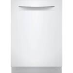 Bosch - 800 Series 24" Top Control Built-In Dishwasher with Stainless Steel Tub, 3rd Rack, 42 dBa - White - Front_Standard