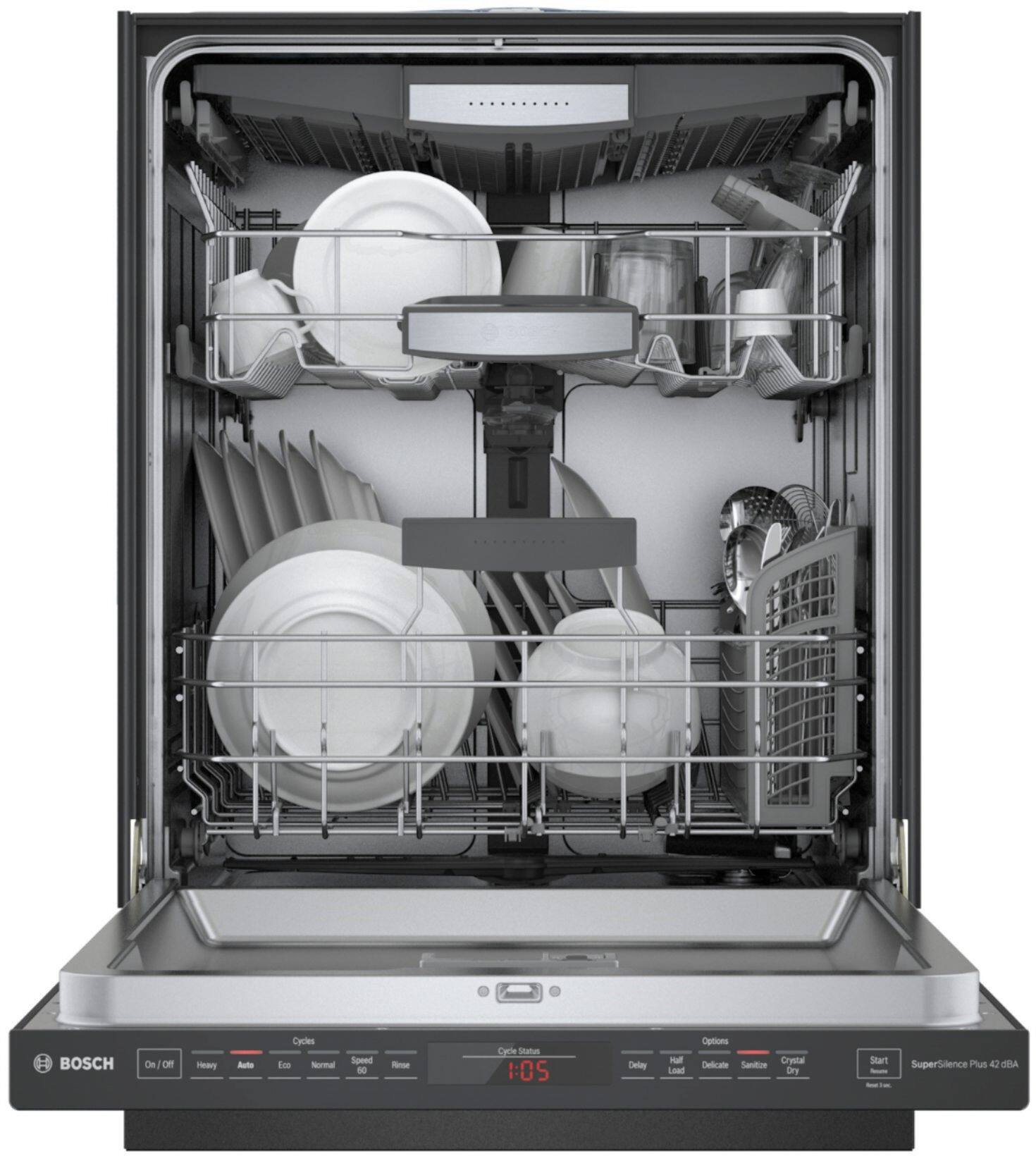 Alt View 12. Bosch - 800 Series 24" Top Control Built-In Stainless Steel Tub Dishwasher with 3rd Rack and CrystalDry, 42 dBa - Black stainless steel.