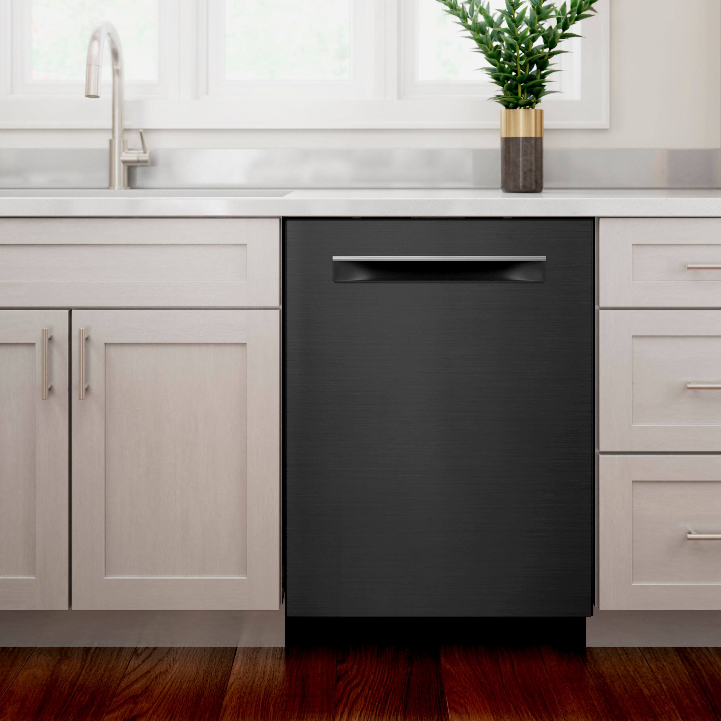 Alt View 23. Bosch - 800 Series 24" Top Control Built-In Stainless Steel Tub Dishwasher with 3rd Rack and CrystalDry, 42 dBa - Black stainless steel.