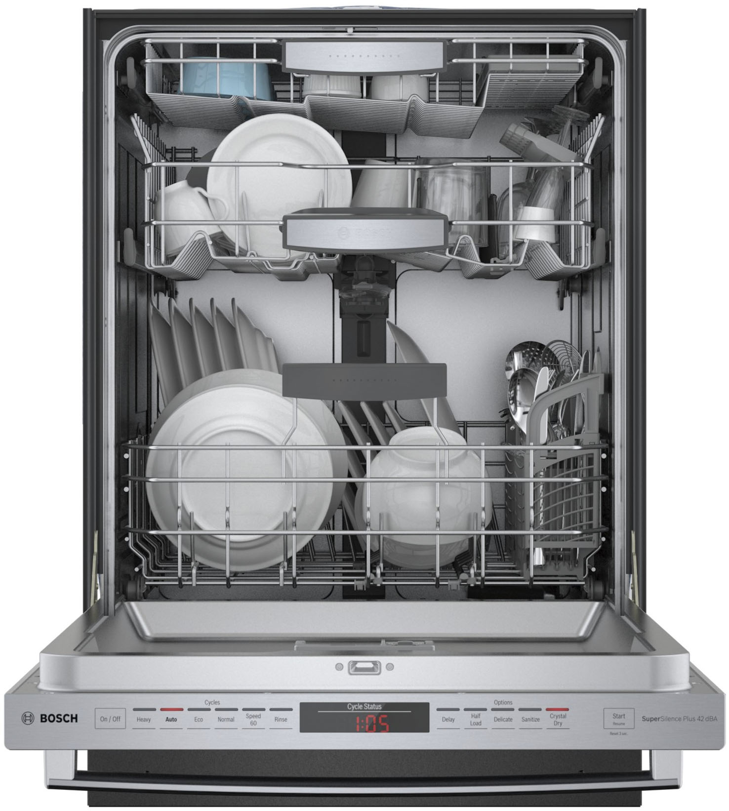 Bosch 800 Series 24" Top Control Built-In Dishwasher with CrystalDry, Stainless Steel Tub, 3rd 40 dBa Stainless steel SHXM88Z75N - Best Buy