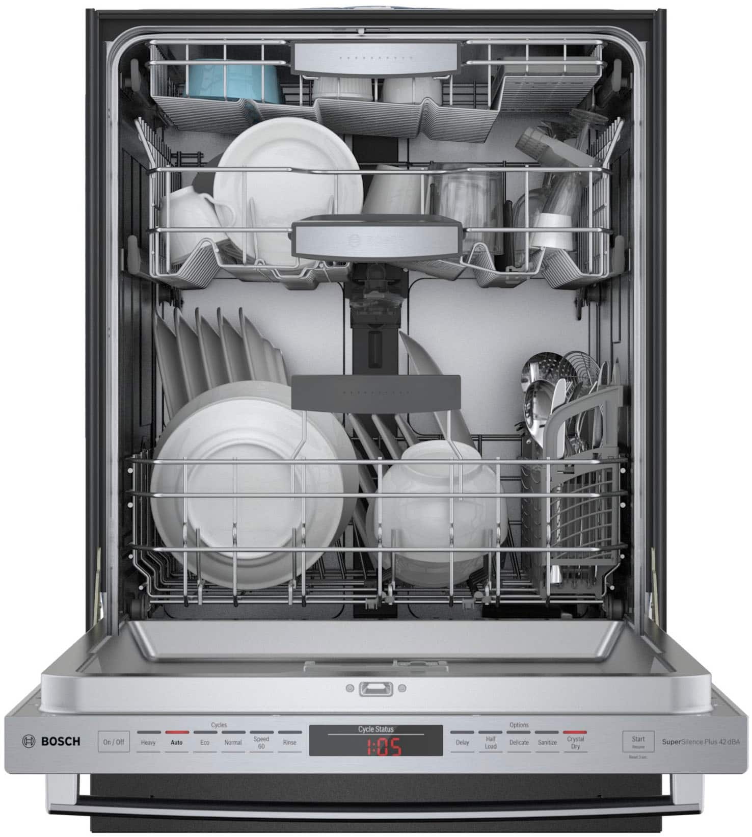 Alt View 2. Bosch - 800 Series 24" Top Control Built-In Stainless Steel Tub Dishwasher with 3rd Rack and CrystalDry, 40 dBa - Stainless steel.