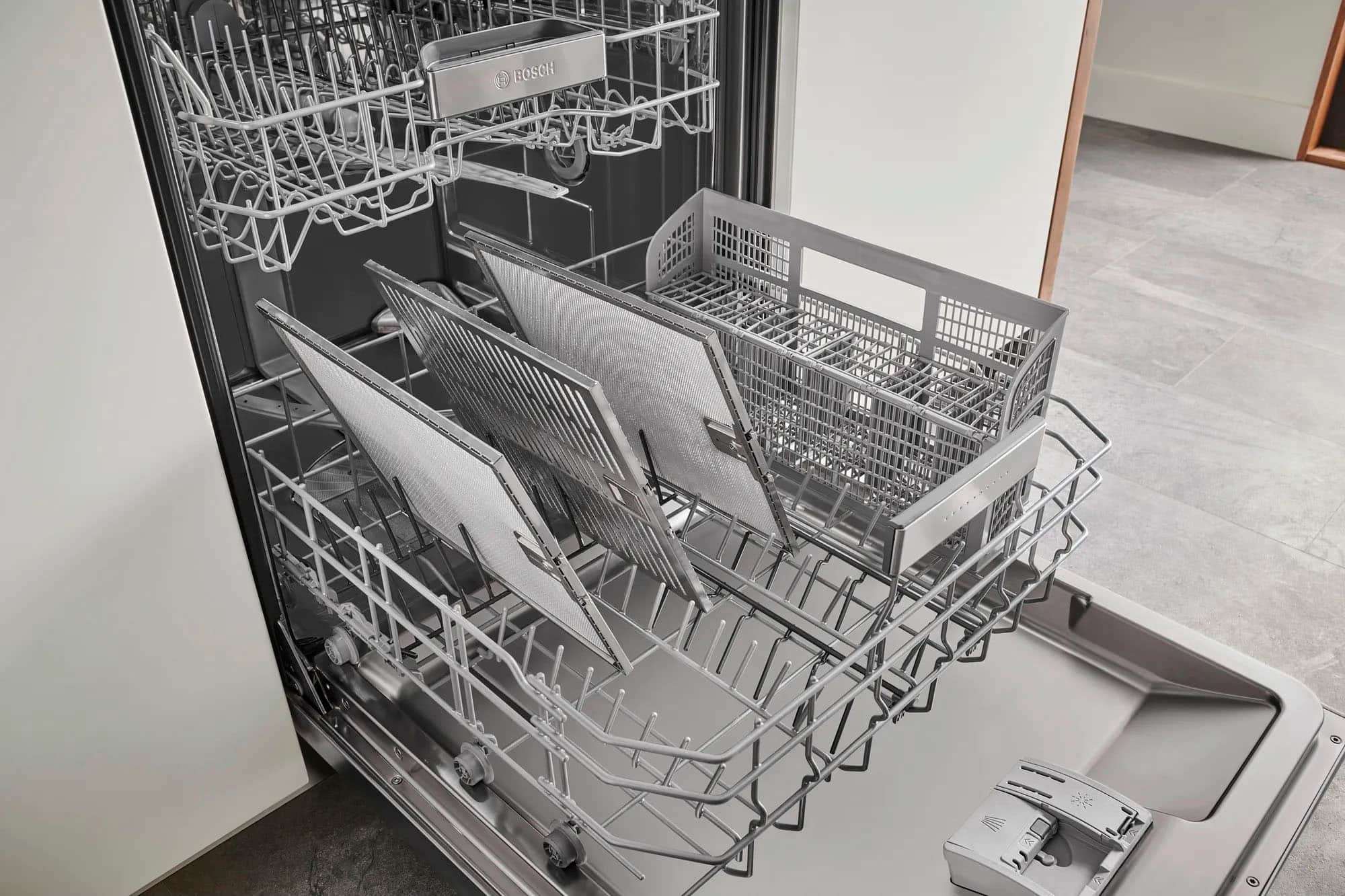Alt View 28. Bosch - 800 Series 24" Top Control Built-In Stainless Steel Tub Dishwasher with 3rd Rack and CrystalDry, 40 dBa - Stainless steel.