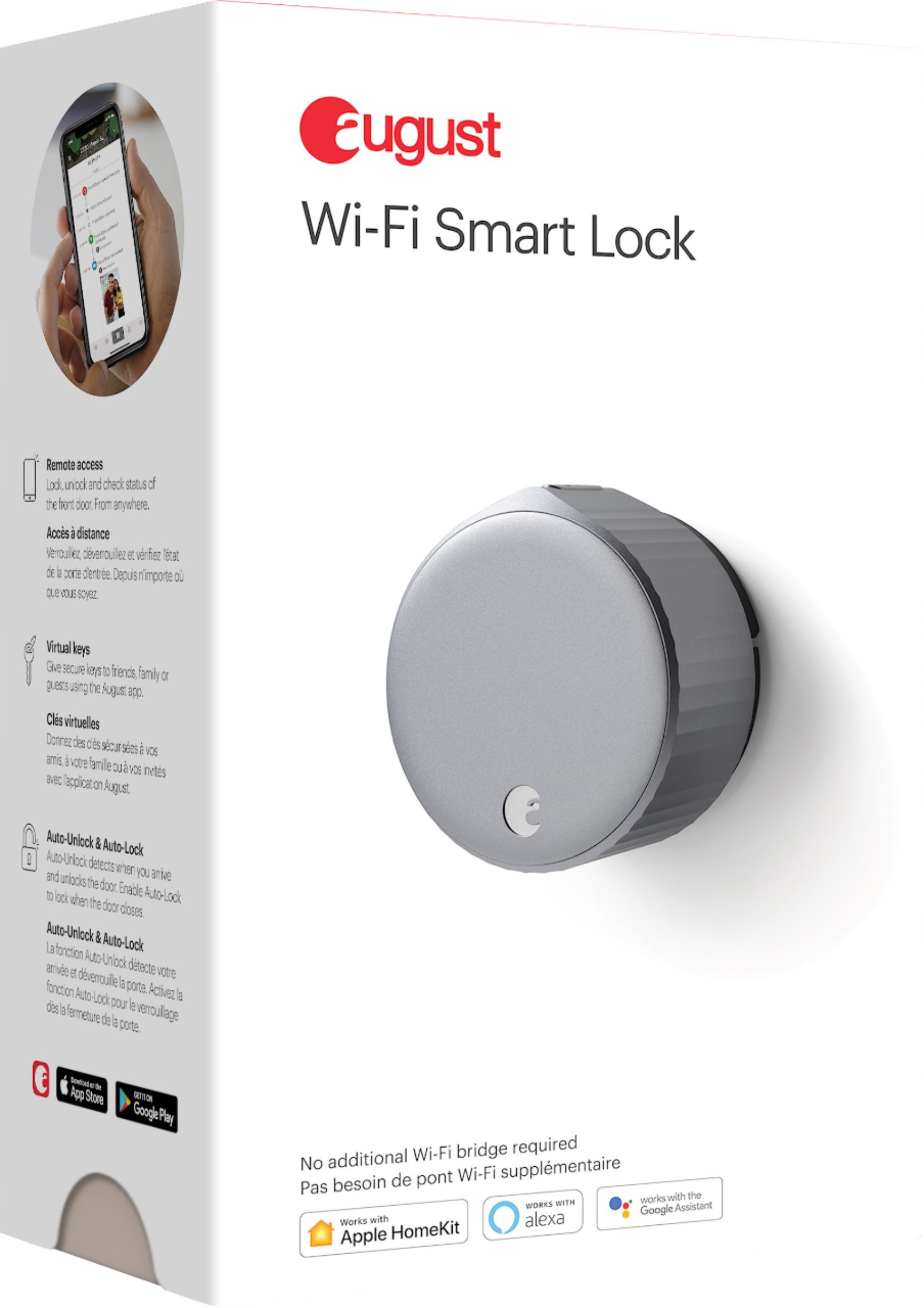 Enkelhed besøgende Touhou Best Buy: August Smart Lock Wi-Fi Replacement Deadbolt with App Access  Silver AUG-SL05-M01-S01