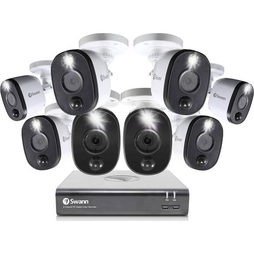 Swann - 8-Channel, 8-Camera Indoor/Outdoor Wired 1080p 1TB DVR Surveillance System - Black/White was $379.99 now $284.99 (25.0% off)