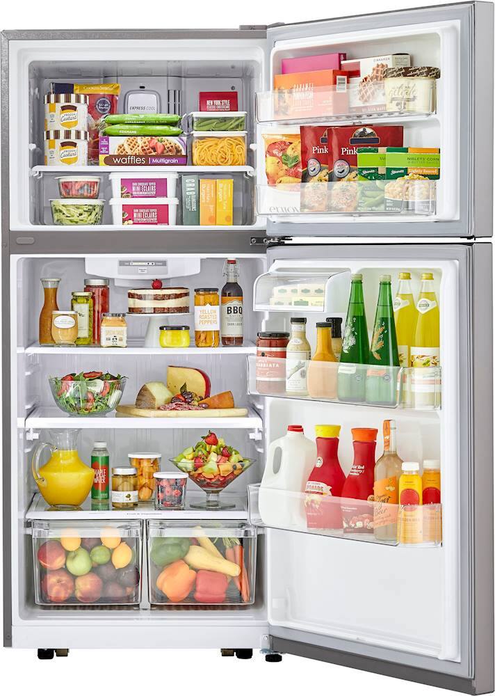 Alt View 4. LG - 20.2 Cu. Ft. Top-Freezer Refrigerator - Stainless steel.