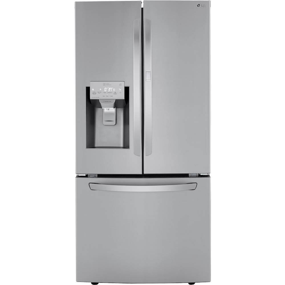 Front. LG - 24.5 Cu. Ft. French Door-in-Door Refrigerator - Stainless steel.