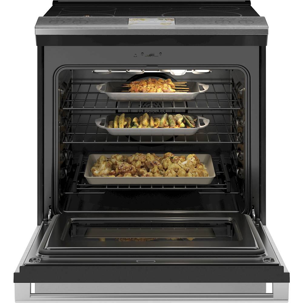 Alt View 2. Café - 5.3 Cu. Ft. Slide-In Electric Induction True Convection Range with Self-Steam Cleaning and In-Oven Camera - Platinum Glass.