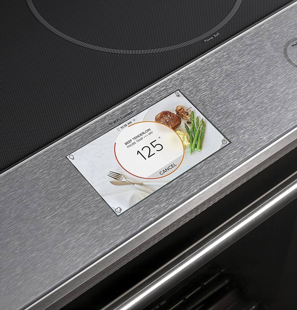Alt View 14. Café - 5.3 Cu. Ft. Slide-In Electric Induction True Convection Range with Self-Steam Cleaning and In-Oven Camera - Platinum Glass.