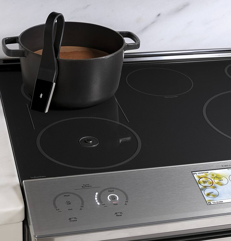 Alt View 22. Café - 5.3 Cu. Ft. Slide-In Electric Induction True Convection Range with Self-Steam Cleaning and In-Oven Camera - Platinum Glass.