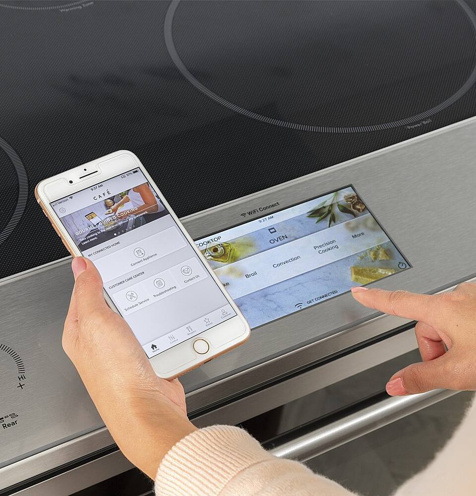 Alt View 24. Café - 5.3 Cu. Ft. Slide-In Electric Induction True Convection Range with Self-Steam Cleaning and In-Oven Camera - Platinum Glass.