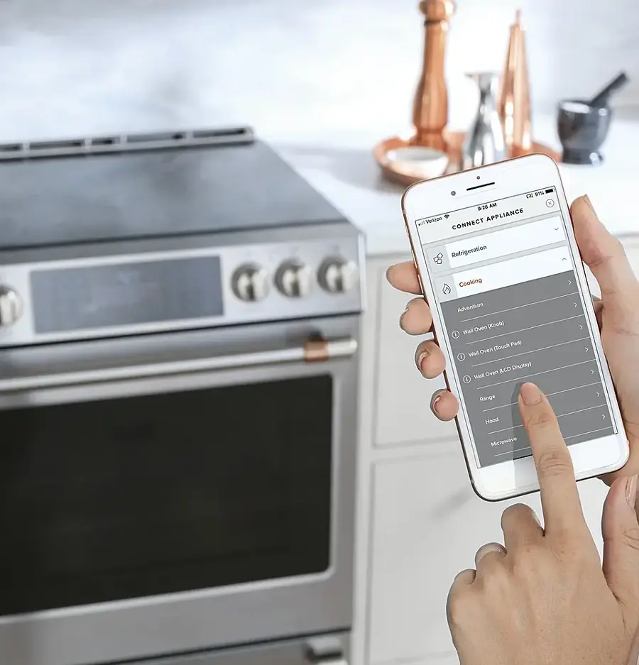Alt View 23. Café - 5.7 Cu. Ft. Slide-In Electric Induction True Convection Range with Steam Cleaning and In-Oven Camera, Customizable - Stainless Steel.