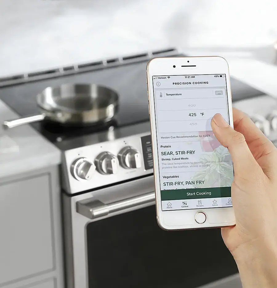 Alt View 24. Café - 5.7 Cu. Ft. Slide-In Electric Induction True Convection Range with Steam Cleaning and In-Oven Camera, Customizable - Stainless Steel.