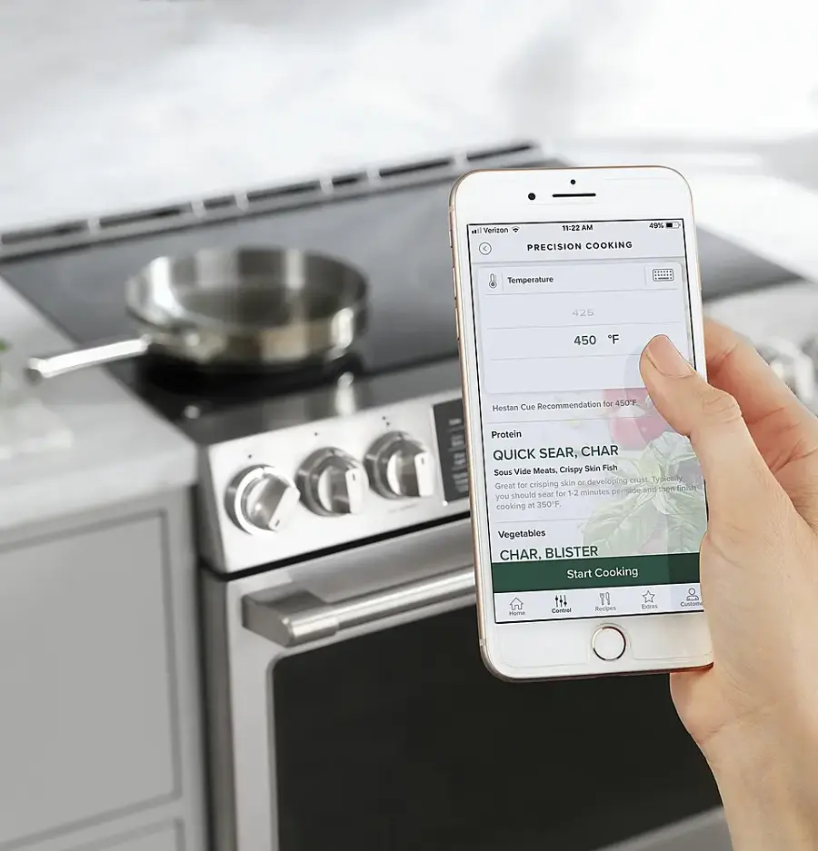 Alt View 25. Café - 5.7 Cu. Ft. Slide-In Electric Induction True Convection Range with Steam Cleaning and In-Oven Camera, Customizable - Stainless Steel.