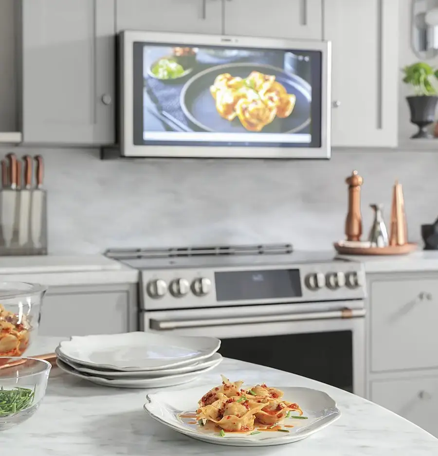 Alt View 33. Café - 5.7 Cu. Ft. Slide-In Electric Induction True Convection Range with Steam Cleaning and In-Oven Camera, Customizable - Stainless Steel.
