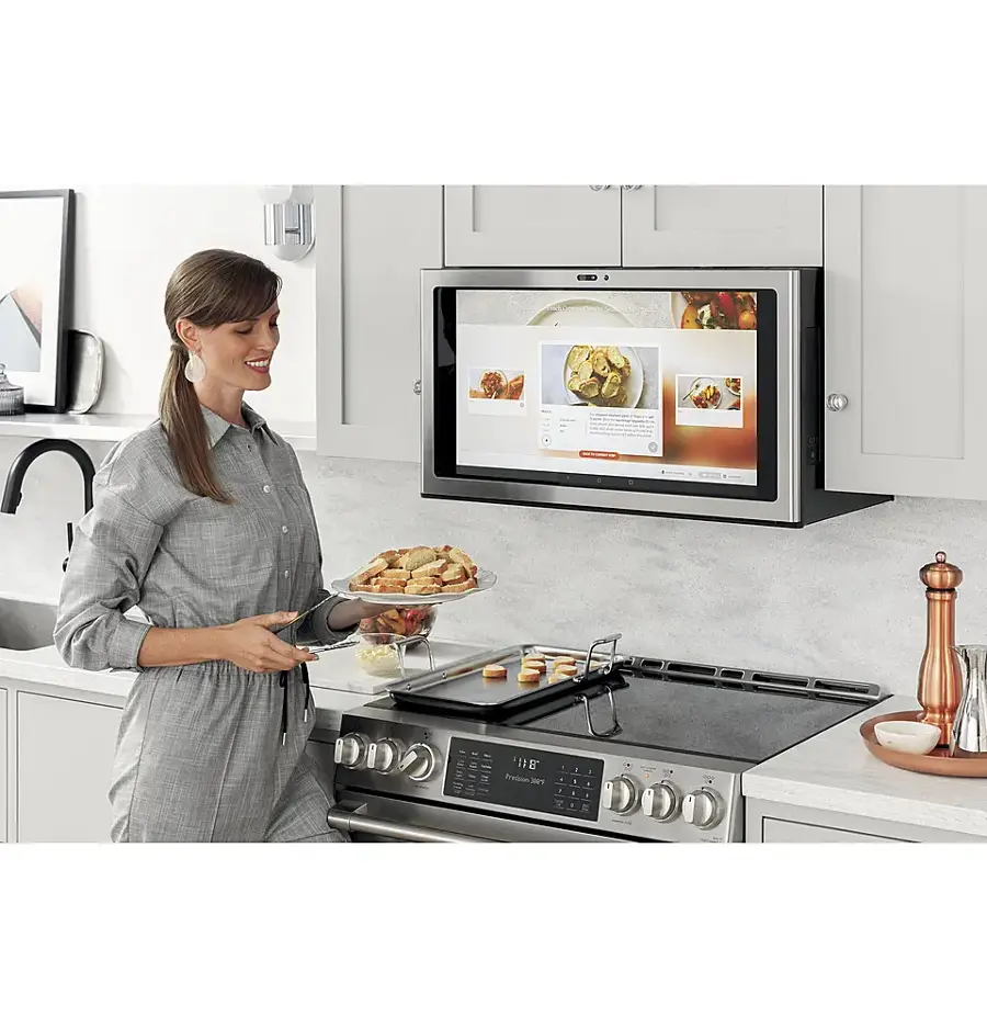 Alt View 35. Café - 5.7 Cu. Ft. Slide-In Electric Induction True Convection Range with Steam Cleaning and In-Oven Camera, Customizable - Stainless Steel.
