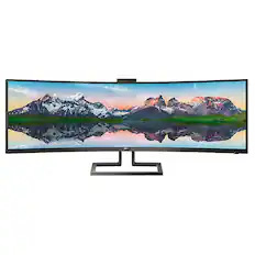 Front. Philips - Brilliance 48.8 LCD Curved Monitor (DisplayPort USB, HDMI) - Textured Black.