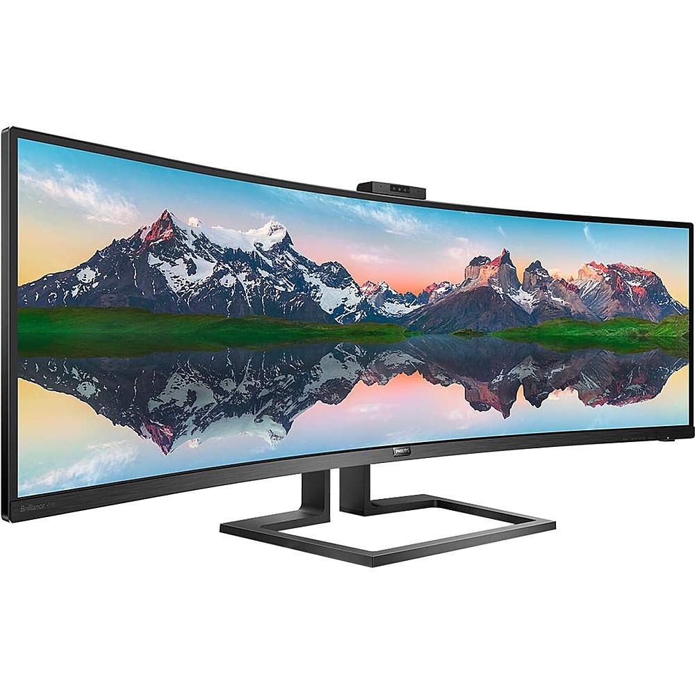 Angle View: Philips - Brilliance 48.8 LCD Curved Monitor (DisplayPort USB, HDMI) - Textured Black