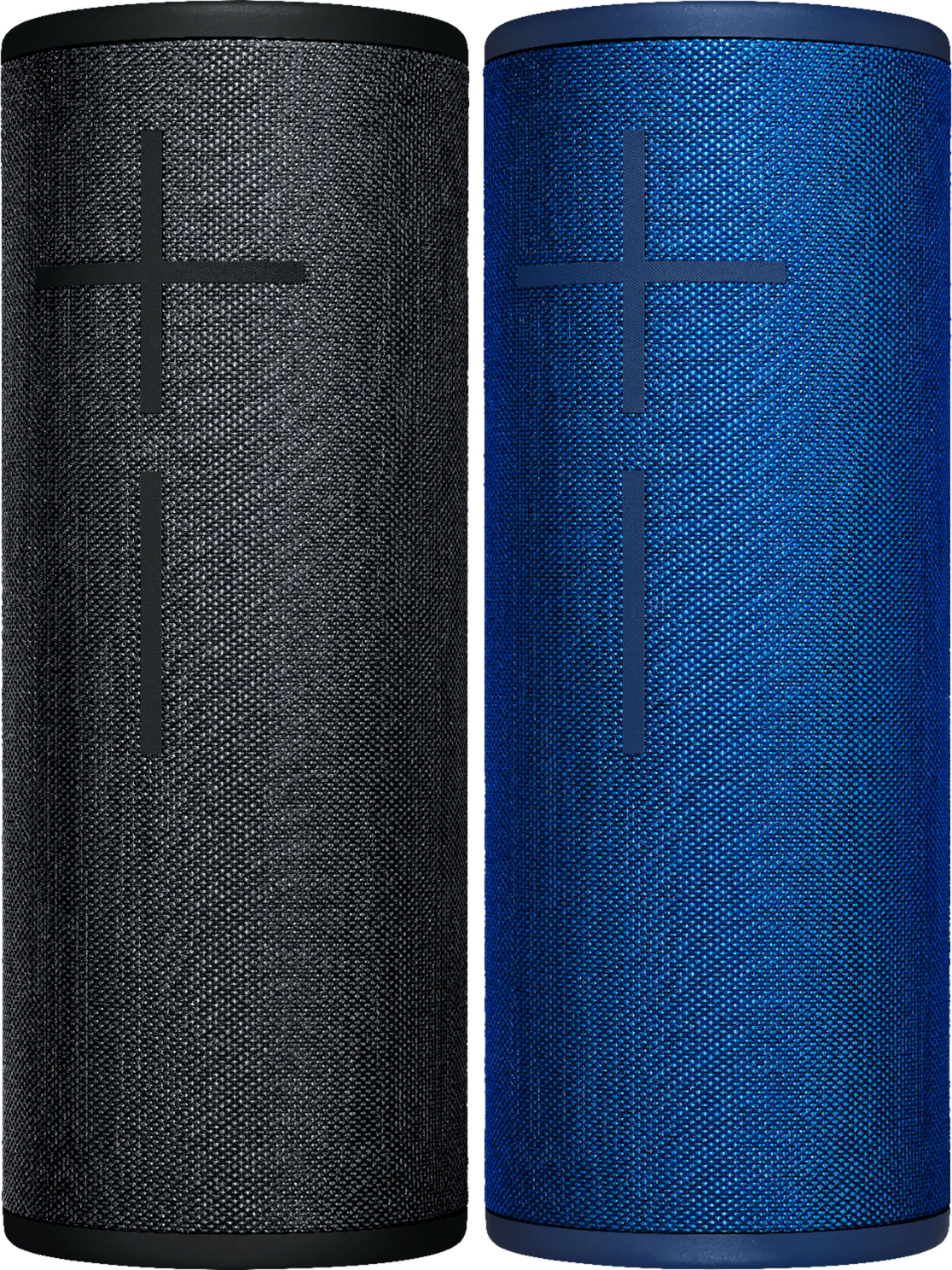 Left. Ultimate Ears - MEGABOOM 3 Portable Bluetooth Speaker (2-Pack) - Lagoon Blue/Night Black.