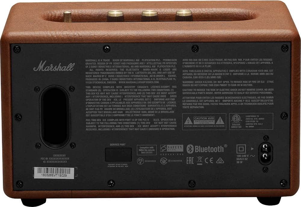 Marshall is a registered trademark of Marshall Industries. The Marshall Bluetooth device complies with Canadian ICES-003 and is produced in China. The device is subject to the following conditions: shock hazard, open, reduce electric shock exposure, remove cover, and cause interference. It is essential to follow these conditions to ensure safe and proper operation of the device. The Marshall Bluetooth device is a product of Marshall Industries, and it is manufactured under license in Canada.
