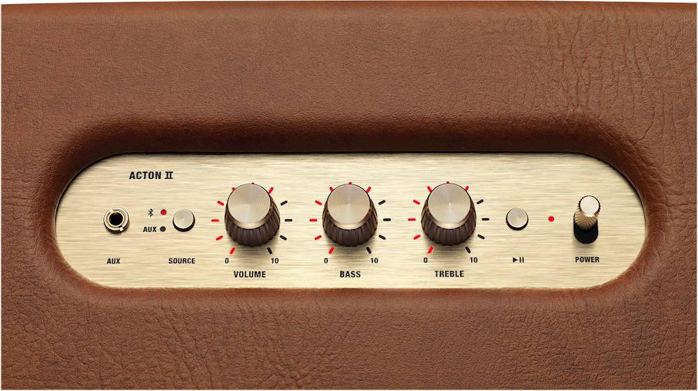 ACTON II AUX AUX SOURCE 0 10 VOLUME 0 BASS 10 0 10 TREBLE POWER