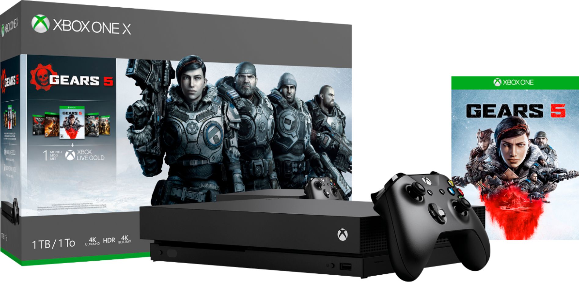 Best Buy Microsoft Xbox One X 1tb Gears 5 Console Bundle Black Cyv 00321