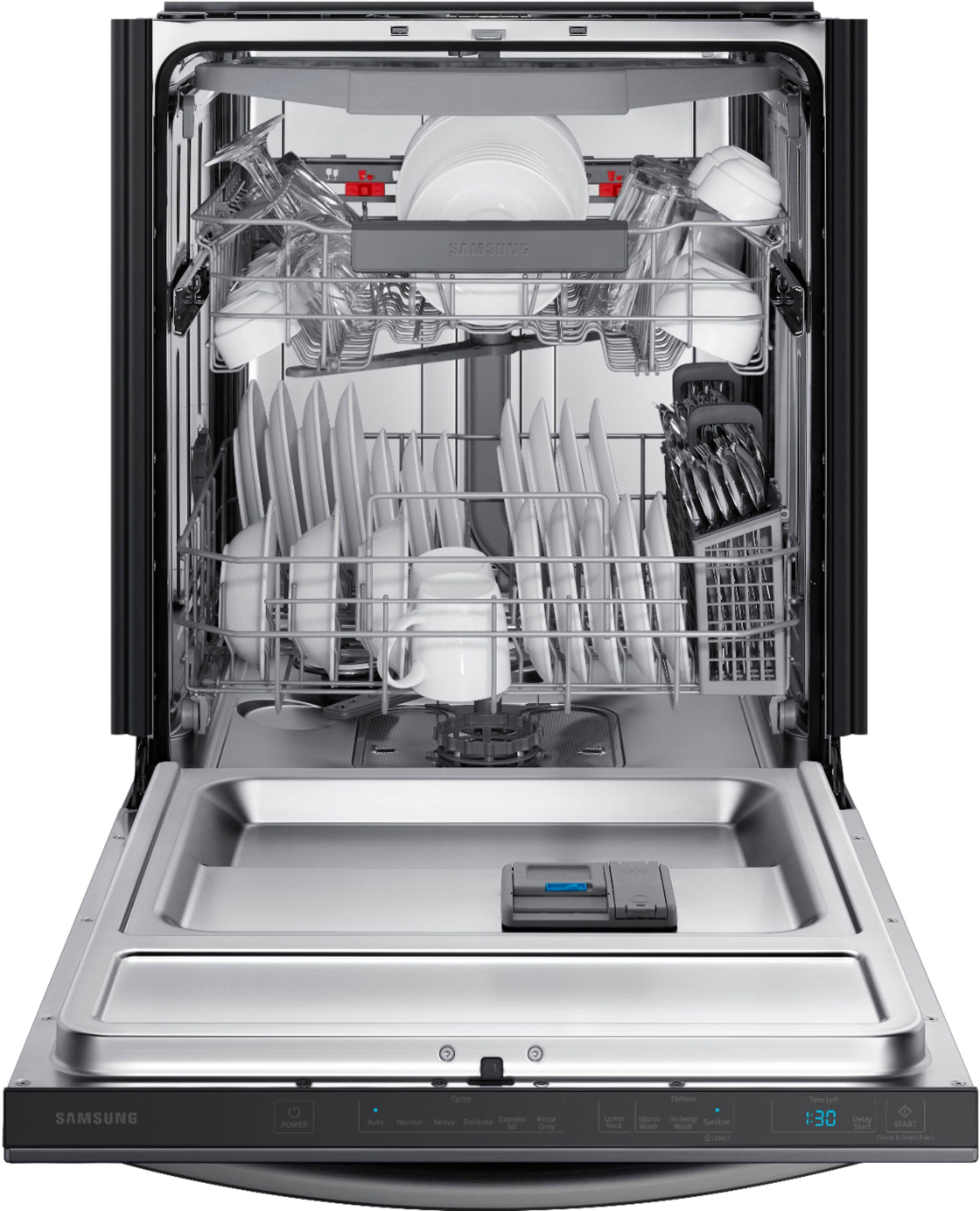 Alt View 11. Samsung - StormWash 24" Top Control Built-In Dishwasher with AutoRelease Dry, 3rd Rack, 42 dBA - Black Stainless Steel.
