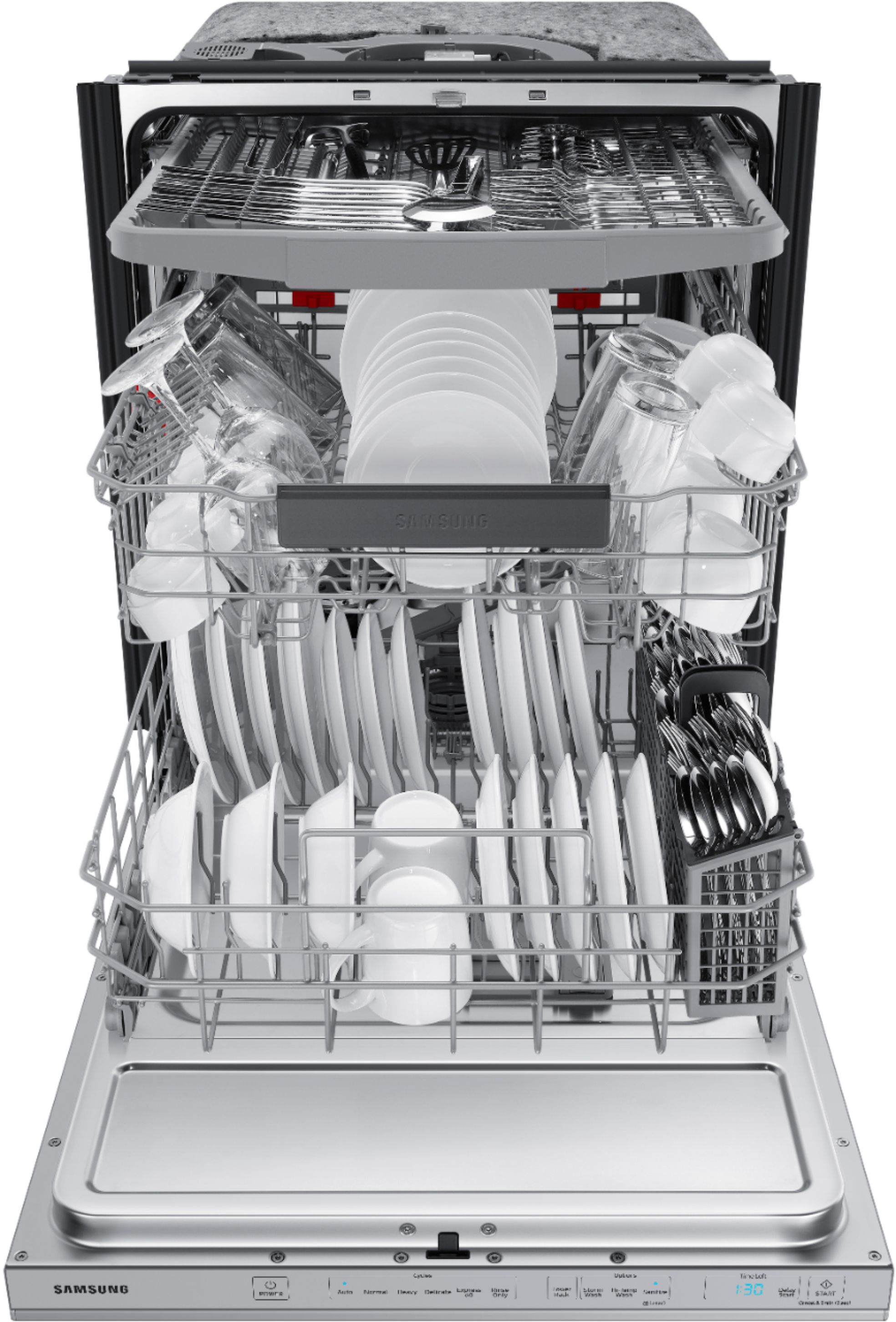 DW80R5061US Samsung 24 Built In Dishwasher with StormWash - Flat Handle -  Fingerprint Resistant Stainless Steel
