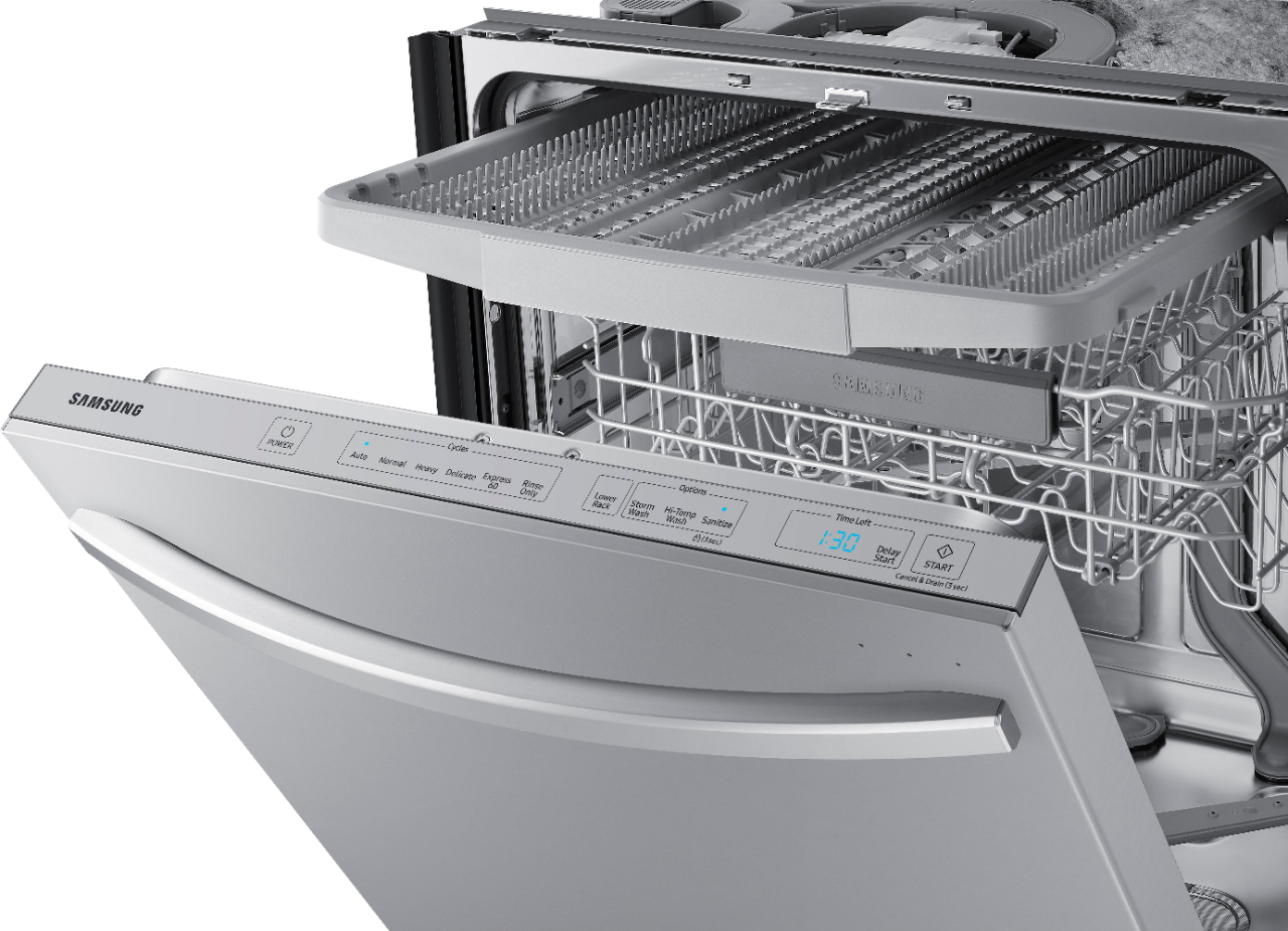 DW80R5061US Samsung 24 Built In Dishwasher with StormWash - Flat Handle -  Fingerprint Resistant Stainless Steel