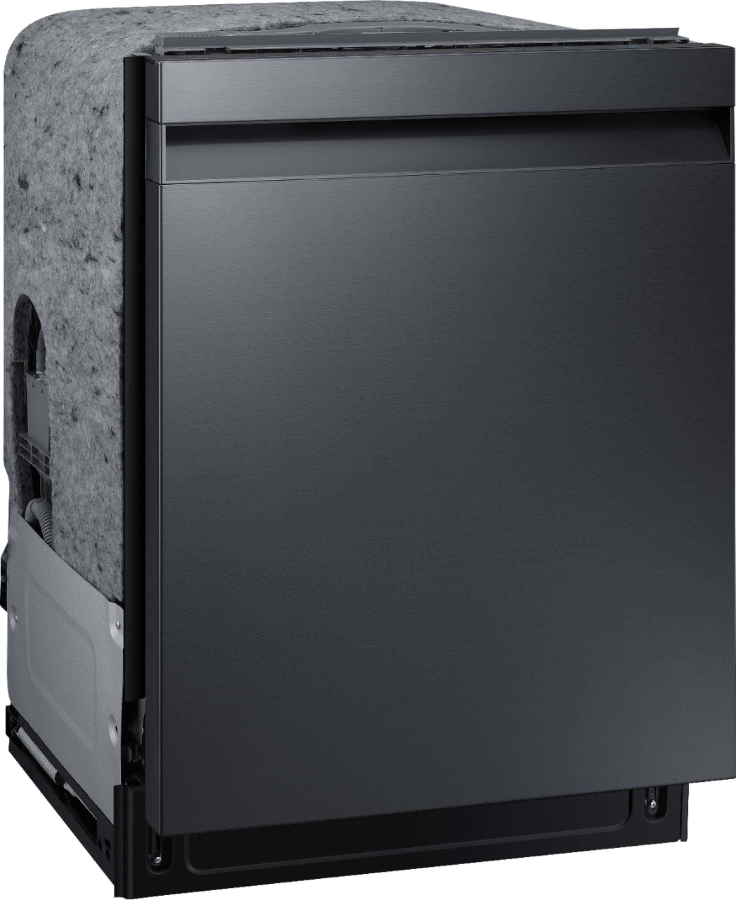 Angle. Samsung - StormWash 24" Top Control Built-In Dishwasher with AutoRelease Dry, 3rd Rack, 42 dBA - Black Stainless Steel.