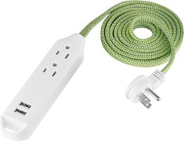 Insignia™ - 6' 3-Outlet/2-USB Power Strip - Green - Front_Zoom